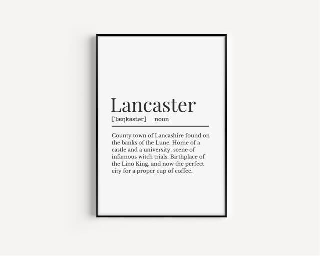 Lancaster Definition Print, Wall Print For People From Lancaster, UK Lancashire - image 1