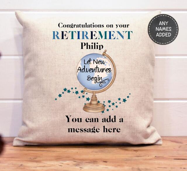 Retirement Gift Personalised Cushion Retired Gift For Him Dad Grandad Colleague Leaving - image 1