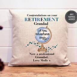 Retirement Gift Personalised Cushion Retired Gift For Him Dad Grandad Colleague Leaving - thumbnail 2