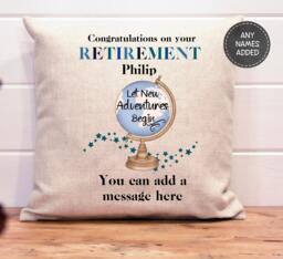 Retirement Gift Personalised Cushion Retired Gift For Him Dad Grandad Colleague Leaving - thumbnail 1