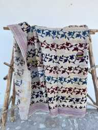 Luxury Vintage Suzani Kantha Quilt Handcrafted Cotton Sari Patchwork Reversible Boho Bedding Throw - thumbnail 1