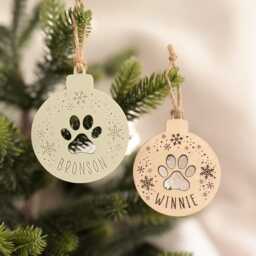 Personalised Pet Christmas Tree Bauble, Ornament For Dogs, Dog Paw Bauble - thumbnail 2