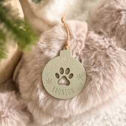 Personalised Pet Christmas Tree Bauble, Ornament For Dogs, Dog Paw Bauble - thumbnail 3