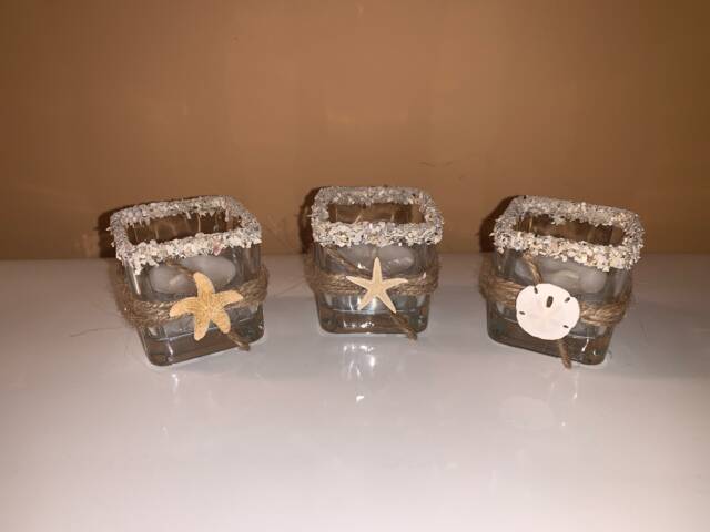 Beach Tea Light Holder Set, Florida Sand & Sea Decor - image 1