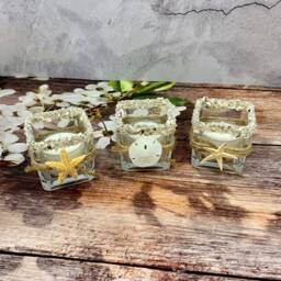 Beach Tea Light Holder Set, Florida Sand & Sea Decor - thumbnail 4