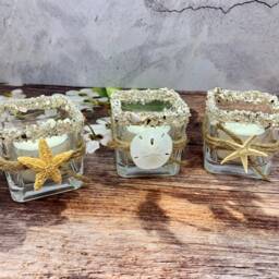 Beach Tea Light Holder Set, Florida Sand & Sea Decor - thumbnail 2