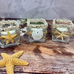 Beach Tea Light Holder Set, Florida Sand & Sea Decor - thumbnail 3