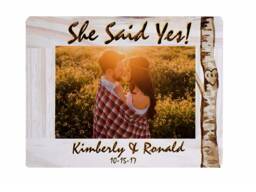 Personalized Engagement Picture Frame Engraved Pine Wood, 4x6 Photo - thumbnail 1