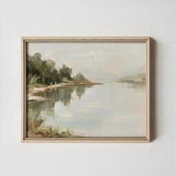 Forest Lake Poster, Green Landscape Wall Art, Water Reflection Print - thumbnail 3