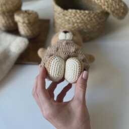 Crochet Teddy Bear Toy, Amigurumi Bear, Handmade Plush Baby Shower Gift, Nursery Decor, Cute Animal, Kids Gift - thumbnail 3
