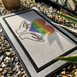 Hands Holding Rainbow Heart - Lgbtq Doormat Colourful Rug Door Mat Home D??cor Gift For Anyone - thumbnail 2
