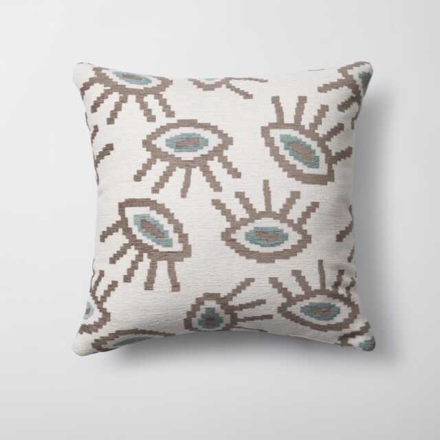 Evil Eye Ikat Pillow Cover Natural Woven Jacquard, 18x18 Inch - image 1