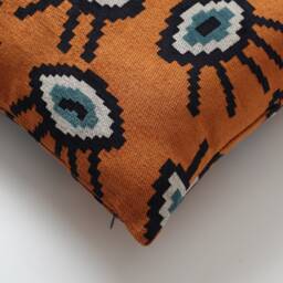 Evil Eye Ikat Pillow Cover Natural Woven Jacquard, 18x18 Inch - thumbnail 4