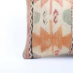 Handwoven Turkish Kilim Pillow Cover Boho Lumbar Cushion - 12x24 - thumbnail 2