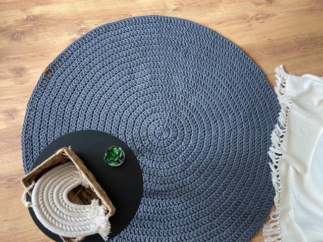 Handmade Crochet Round Rug Braided Cotton Scandinavian Style - image 1