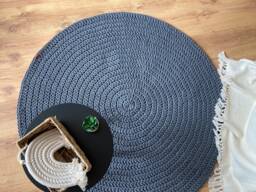 Handmade Crochet Round Rug Braided Cotton Scandinavian Style - thumbnail 1