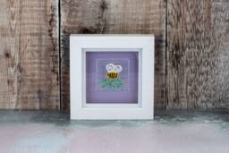 Bee Fused Glass Mini Picture, Cute Lover Gift, Wall Hanging, Sparkly Art, Bumble Gift