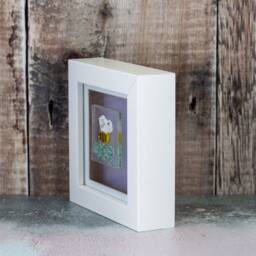 Bee Fused Glass Mini Picture, Cute Lover Gift, Wall Hanging, Sparkly Art, Bumble Gift - thumbnail 2