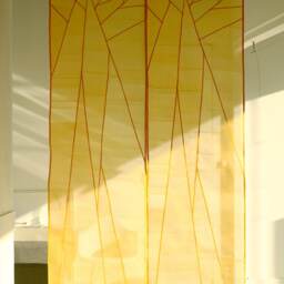 Pojagi Patchwork Curtain/ Divider Traditional Sheer Silk, Korean Authentic Skills, Customizable Size/Color/Pattern - thumbnail 4