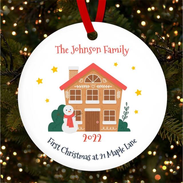 Family Name Gingerbread House Personalised Christmas Tree Ornament Decoration