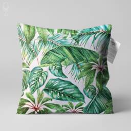 Cushion Cover With Green Tropical Palm Leaves - Double Sided Printing Throw Pillow On The Soft Chenille Fabric Multi Size Options - thumbnail 1
