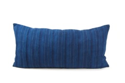 striped African Indigo Lumbar Pillow - thumbnail 1