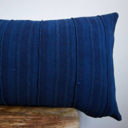 striped African Indigo Lumbar Pillow - thumbnail 3