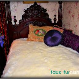 White Faux Fur Bedspread, Shaggy Shag Throw Blanket With Minky Lining - thumbnail 3