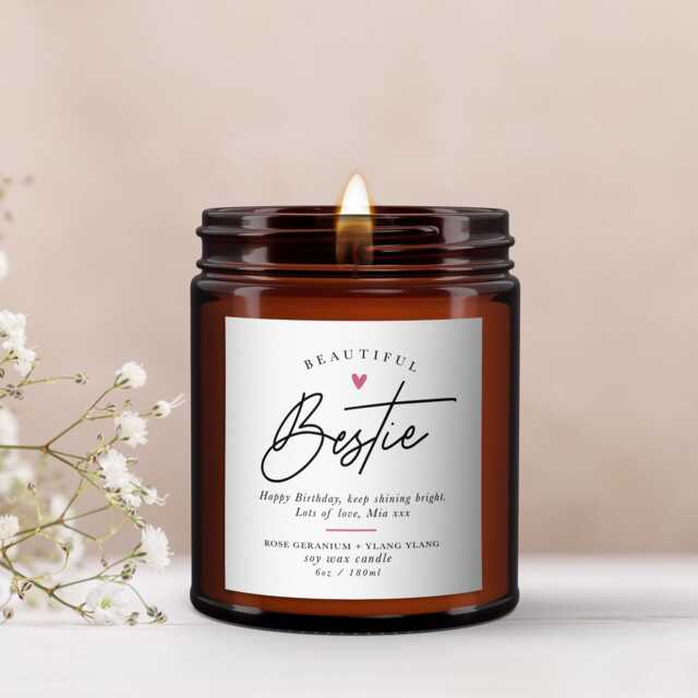 Bestie Personalised Soy Wax Candle, Aromatherapy Scents - Relaxation & Wellbeing - image 1