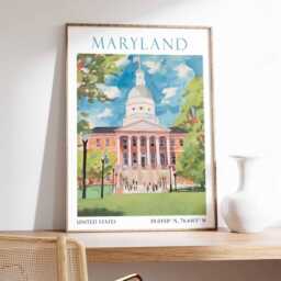 Maryland Poster, Travel Art Print, Usa State Wall Art, East Coast Gift, Home Decor - thumbnail 2