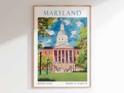 Maryland Poster, Travel Art Print, Usa State Wall Art, East Coast Gift, Home Decor - thumbnail 1