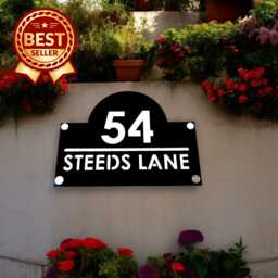 Rounded Top Rectangular House Name Sign - Many Colour & Style Options - Bespoke Signs Made