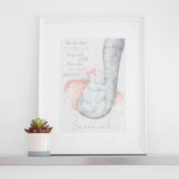 Personalised Dumbo Elephant Themed Nursery Picture For Baby Girls - thumbnail 1