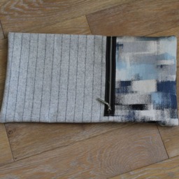Grey Striped Wool Cushion Cover Oblong Decorative Pillow, 50x30cm - thumbnail 3