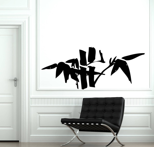 Wall Vinyl Decal Bamboo Branch With Leaves Living Room Sticker - #2718Dn - image 1