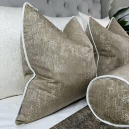 Luxury Cushion Cover, Pillow Scatter Cushions, Pillow, Piped Cushion, Throw Pillows - Made To Order Blake Gold Ivory - thumbnail 3