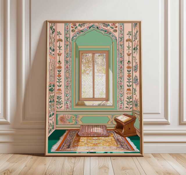 Islamic Prayer Room Poster, Muslim Gift Wall Art, Architecture Print, Middle Eastern Decor, Mosque Art Prints - image 1