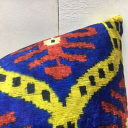 Ikat Silk Pillow Cover - 12x20 Handwoven Lumbar Cushion - thumbnail 3