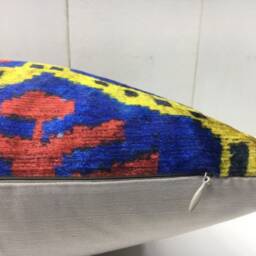 Ikat Silk Pillow Cover - 12x20 Handwoven Lumbar Cushion - thumbnail 4