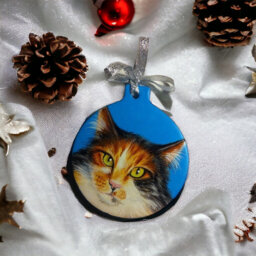 Custom Hand Painted Ceramic Christmas Ornament Pet Portrait From Your Photo