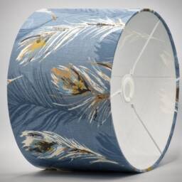 Feather Blue Modern Lampshade Table Floor Lamp/Ceiling Pendant Small Medium Large 15cm 20cm 25cm 30cm 35cm 40cm UK Fabric Drum Light Shade - thumbnail 3