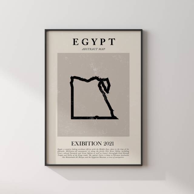 Egypt Map Vintage Abstract Wall Art Print Picasso + Matisse Inspired Travel Poster - image 1