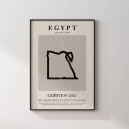 Egypt Map Vintage Abstract Wall Art Print Picasso + Matisse Inspired Travel Poster - thumbnail 1