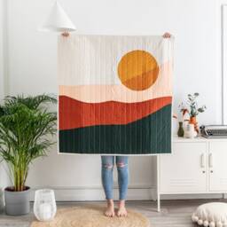 Abstract Mountain Handmade Quilted Landscape Tapestry - thumbnail 3