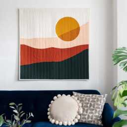 Abstract Mountain Handmade Quilted Landscape Tapestry - thumbnail 2