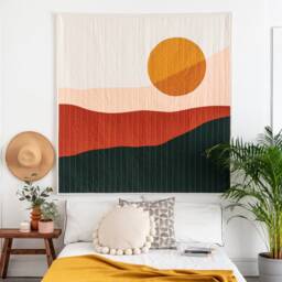 Abstract Mountain Handmade Quilted Landscape Tapestry