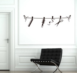 Hair Salon Tools Vinyl Wall Decal Hairdressing Stylist Window Art Stickers Mural - #2722Di - thumbnail 1