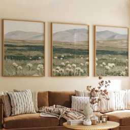 Mountain Meadow Trio, Green Landscape Wall Art Set - thumbnail 4