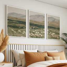 Mountain Meadow Trio, Green Landscape Wall Art Set - thumbnail 3