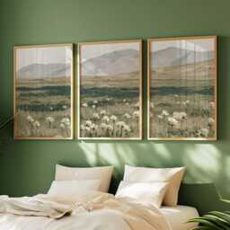Mountain Meadow Trio, Green Landscape Wall Art Set - thumbnail 2